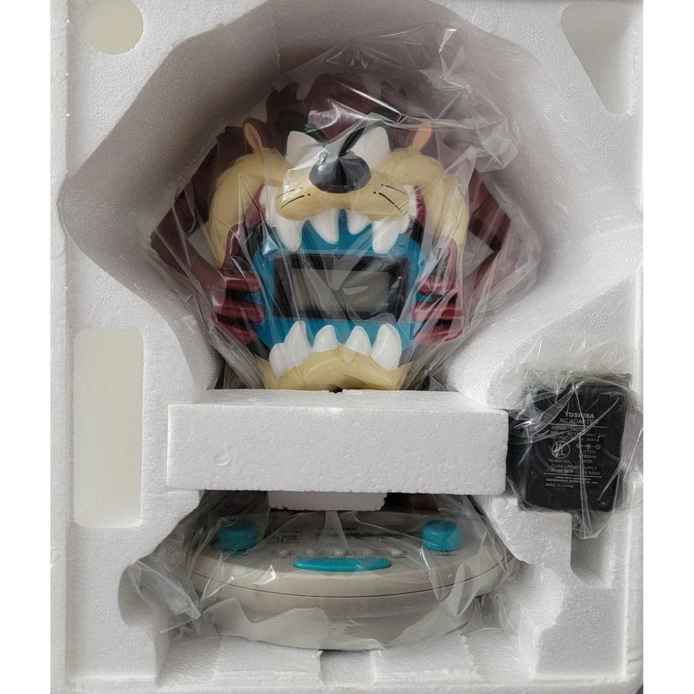 1997 Taz Tazmanian Devil Looney AM/FM Radio Toshiba Alarm Clock Retro New